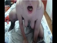 Sexy scat lover in stocking loves eating shit